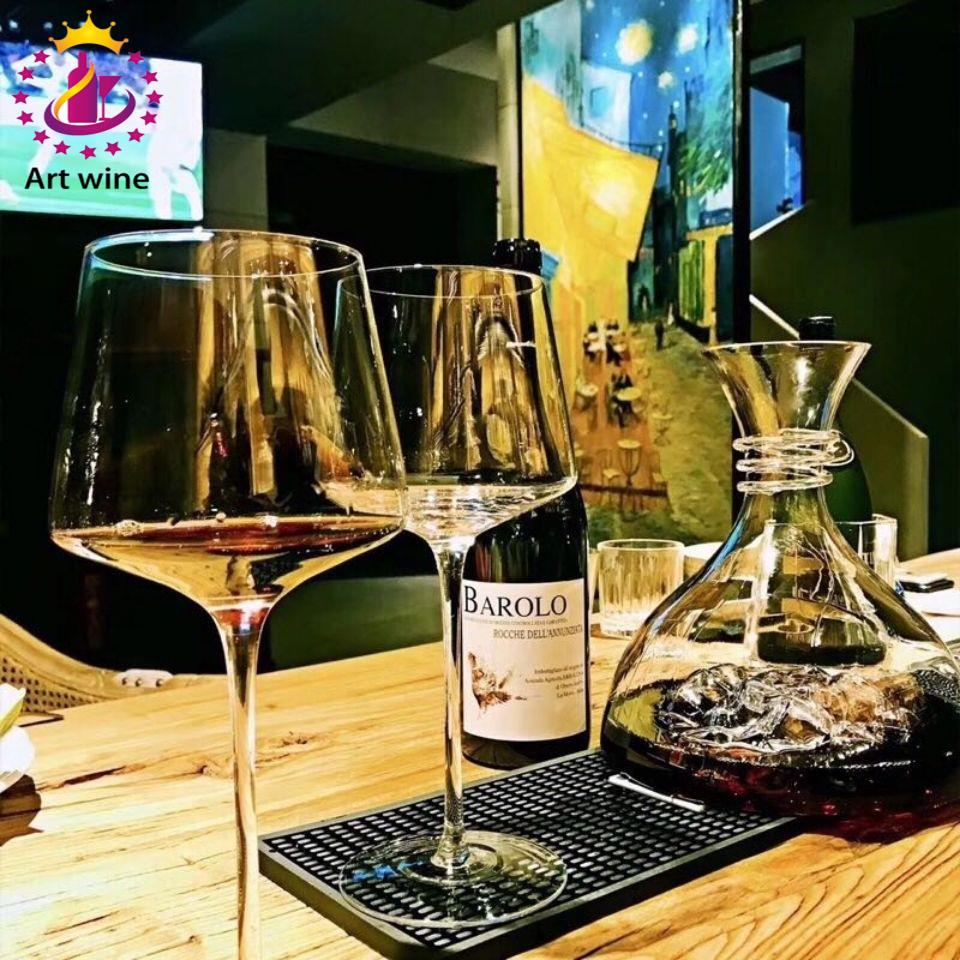 Art Wine-Ly rượu vang đỏ Phong cách Bắc Âu thủ công không chì rượu vang đáy vuông thủy tinh màu đỏ nhà