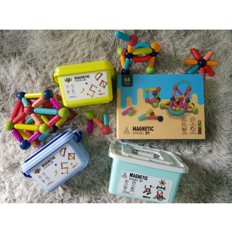 HÀNG LOGO CON NHỆN VÀNG - Bộ nam châm xếp hình cho bé 64 chi tiết