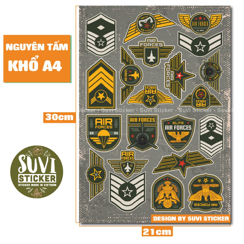 Single Sticker - Hình dán Air Forces chống nước sticker dán laptop, điện thoại, đàn guitar, mũ bảo hiểm, vali. SG11