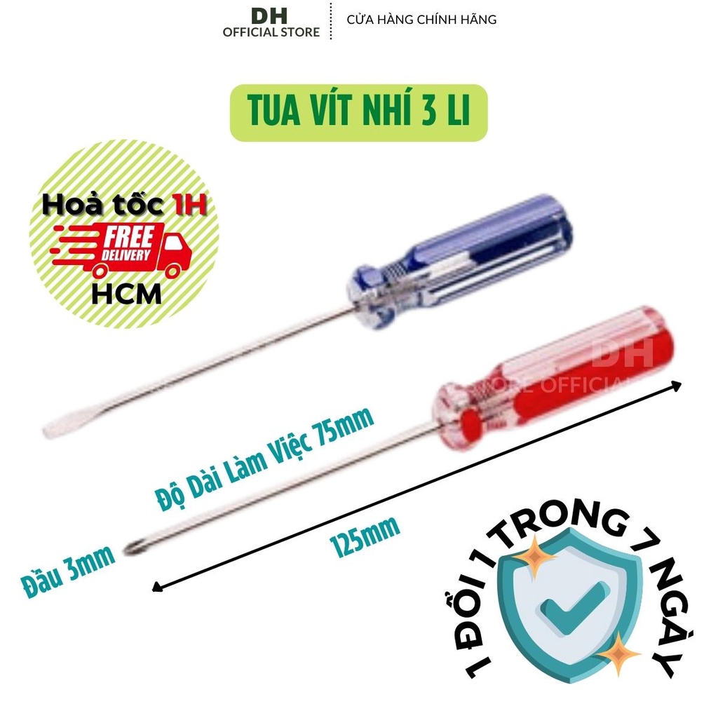 Tô Vít , Tua Vít Nhí 1 Đầu 3li x 75mm  Hoặc