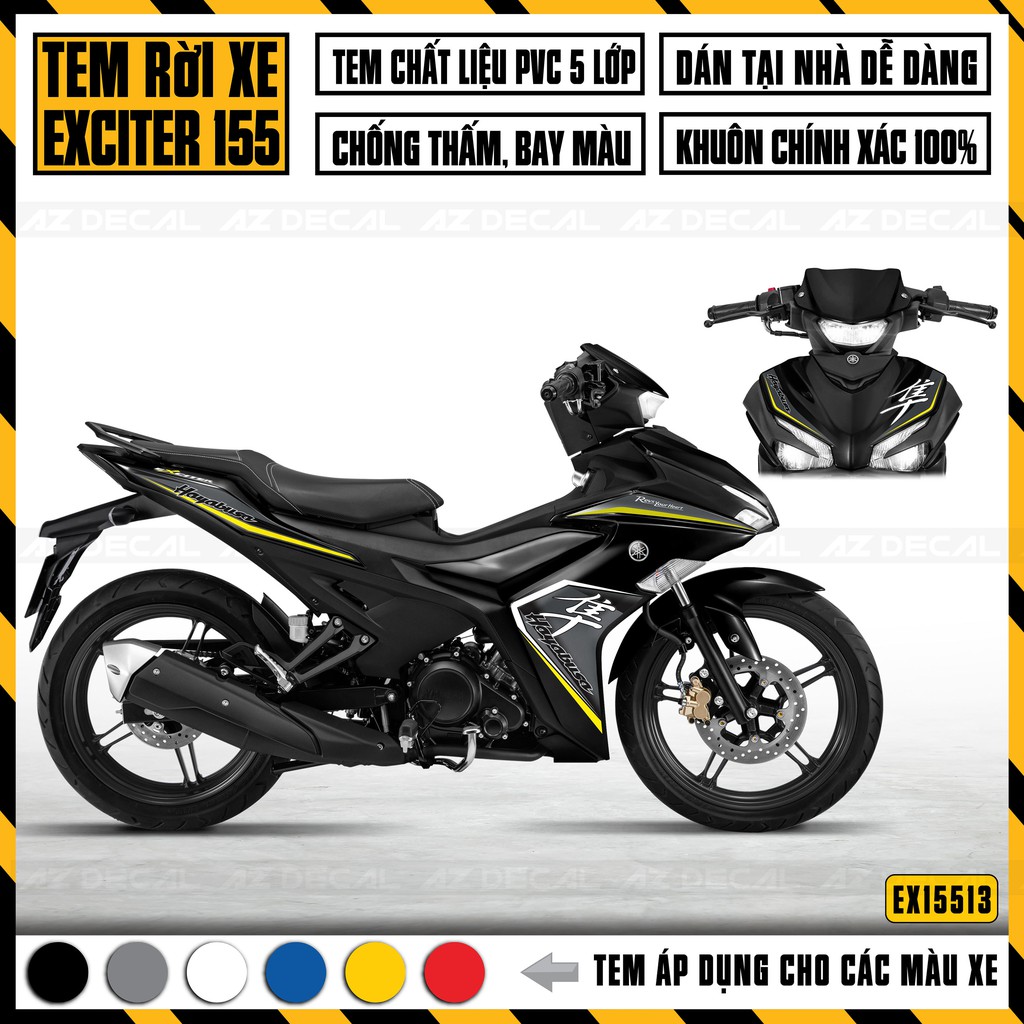 Tem Rời Xe Exciter 155 Hayabusa | EX15513 | Decal Chế Áp Dụng Mọi Màu Xe Xanh GP, Đỏ, Đen, Trắng