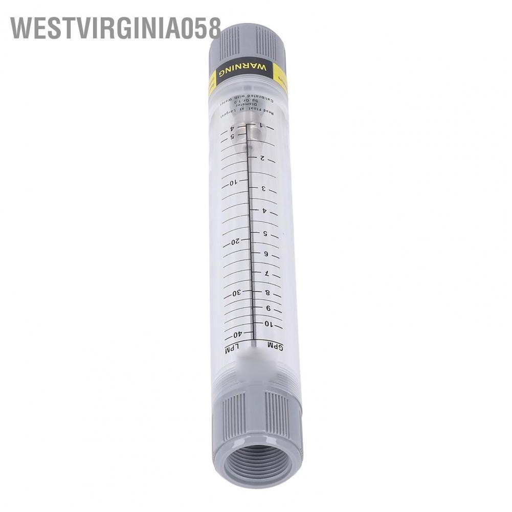 Westvirginia058 Ống đo lưu lượng chất lỏng Loại 1‑10GPM Thang chính xác Đồng hồ nước acrylic trong suốt G1 Chủ đề nữ