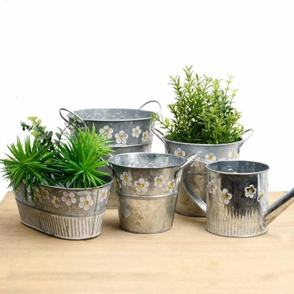 Chậu Cây Bằng Sắt Phong Cách Retro Độc Đáo Trang Trí Nhà Cửa