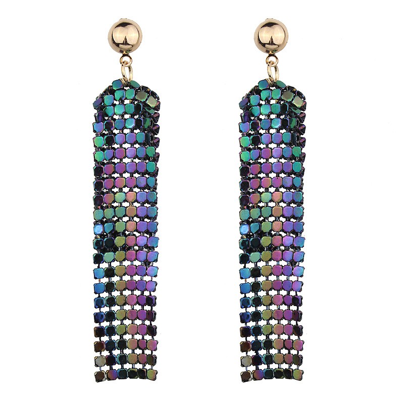 Tua dài lưới Sequins tua Dangle thả bông tai