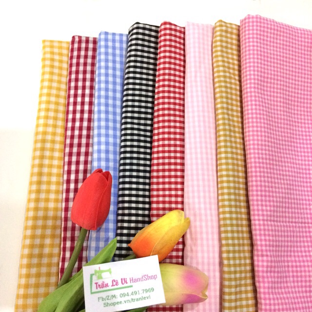 #V18🌈 VẢI TWILL CARO MAY ĐỒ CHO TRẺ EM, DOLL, OBITSU, DIY, SCRUNCHIES