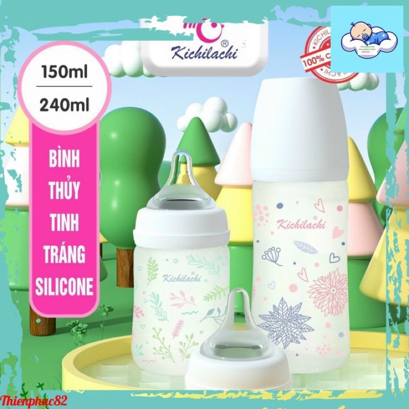 Bình sữa thuỷ tinh tráng silicon