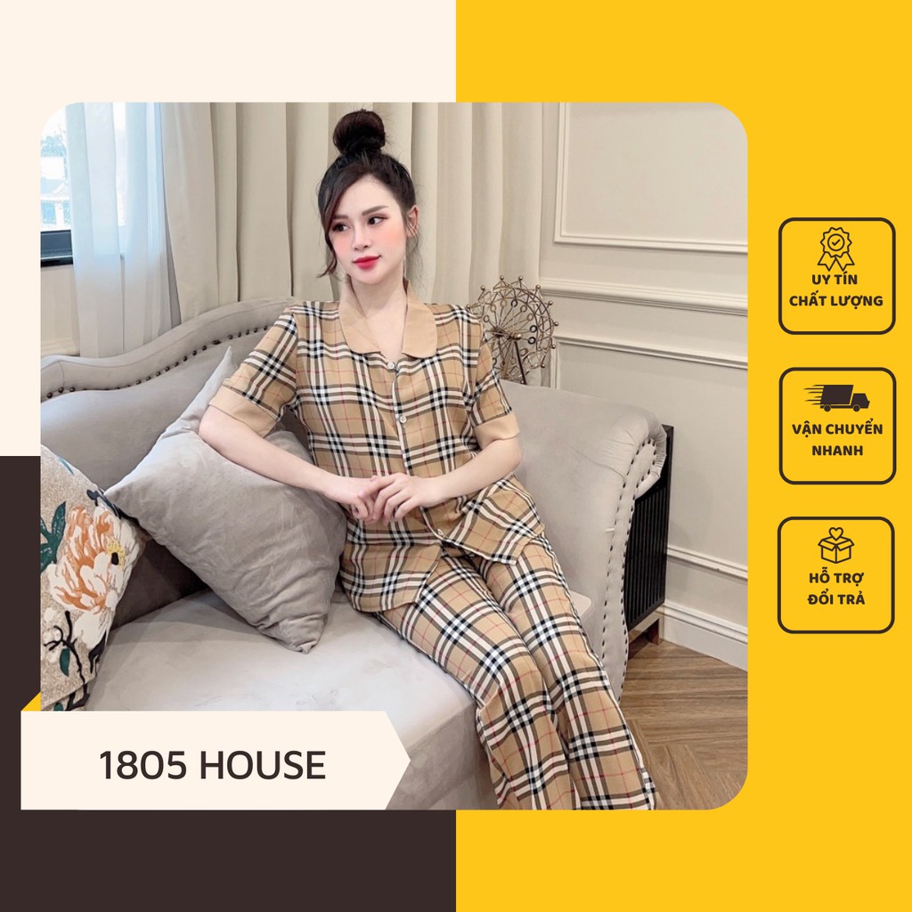 Đồ bộ - Pijma cổ sen tay ngắn hoạ tiết dễ thương - Lụa mango cao cấp [ 1805 House ]