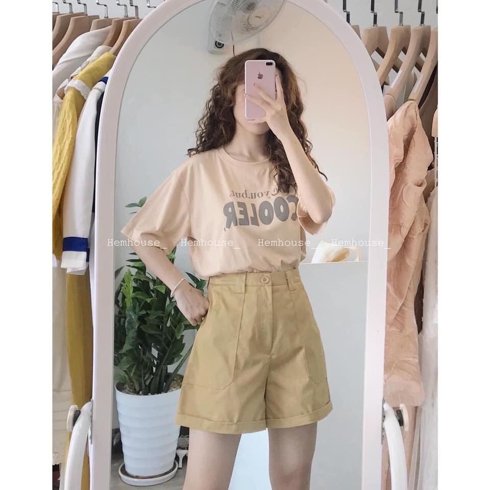 Set Bộ Nữ, Set Áo Thun COOLER Mix Quần Đùi Be Siêu Xinh Hàng Loại 1 | BigBuy360 - bigbuy360.vn