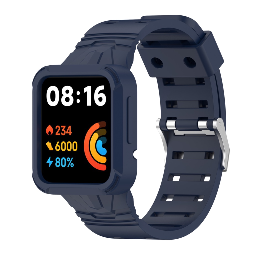 Dây Đeo Thể Thao Bằng Silicone Kèm Vỏ Bảo Vệ Cho Redmi Watch