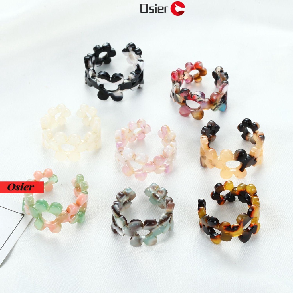 Osier1 Nhẫn Mở Acrylic Resin Hình Hoa Cổ Điển Thời Trang Cho Nữ