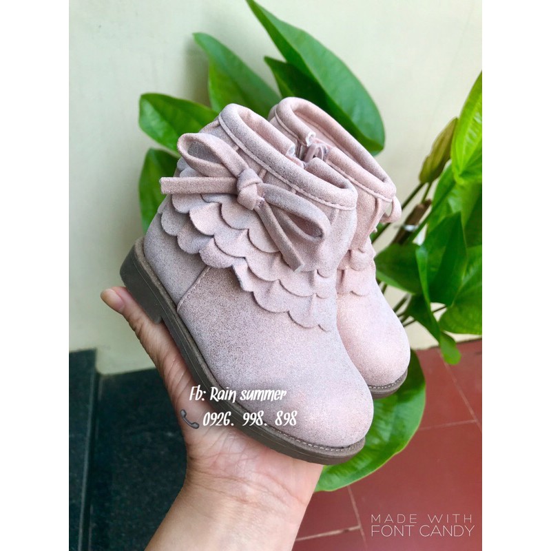 Boot da lộn hồng nhũ cho bé- ảnh thật
