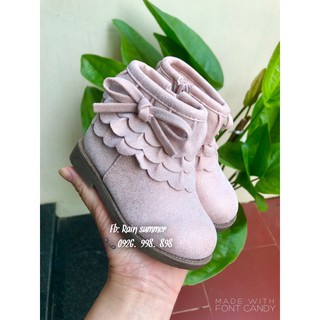 Boot da lộn hồng nhũ cho bé- ảnh thật