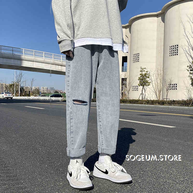 Quần jean nam dáng baggy, quần bò ống rộng dáng suông phong cách hàn quốc - sogeum.store