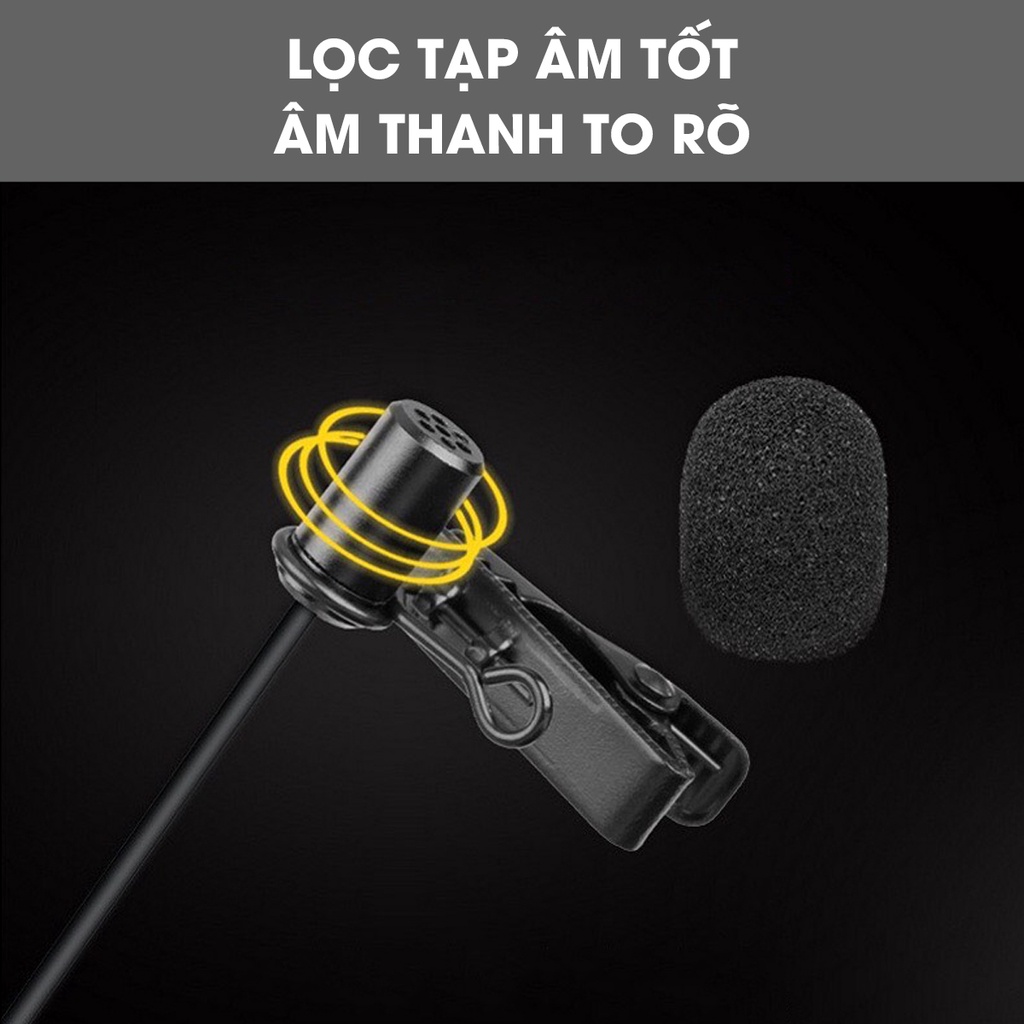 Micro thu âm kẹp áo FB-116 lọc tạp âm, thu âm cực tốt Jack 3.5mm và 6 ly dùng cho điện thoại, máy ảnh, PC - Sunrise