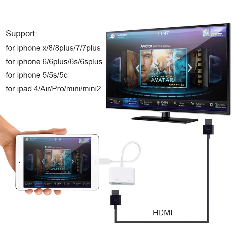 8Pin To HDMI Converter HD 1080P Audio Video Adapter For táo
