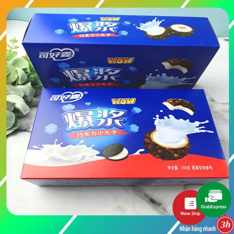Bánh socola nhân chảy 3 lớp bọc Oreo Đài Loan Hehaomai 40k/ 1 hộp 200g