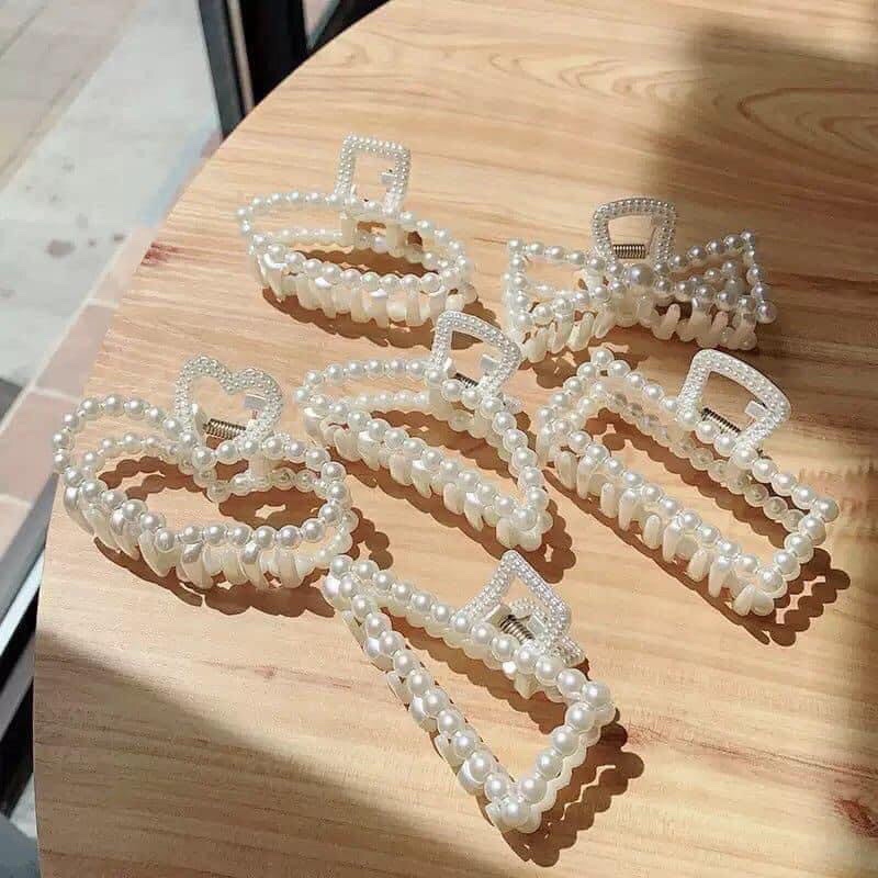 Bộ kẹp tóc mái bên nhiều mẫu thiết kế hình nơ đính đá pha lê màu trắng xinh xắn phong cách Hàn Quốc dành cho nữ