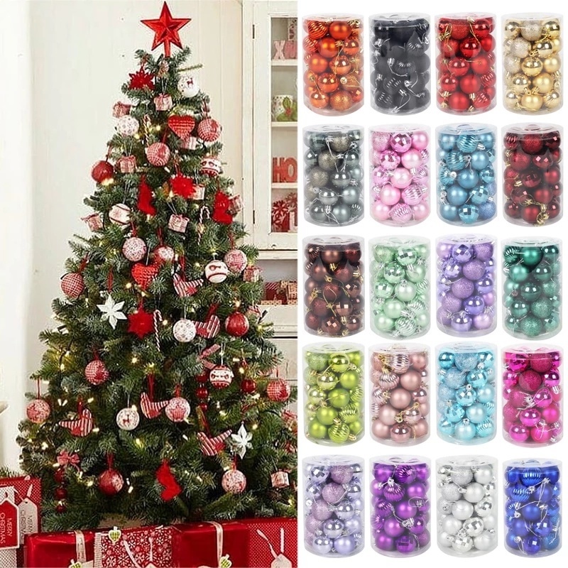 Set 34 quả châu 4cm treo trang trí cây thông Giáng sinh độc đáo