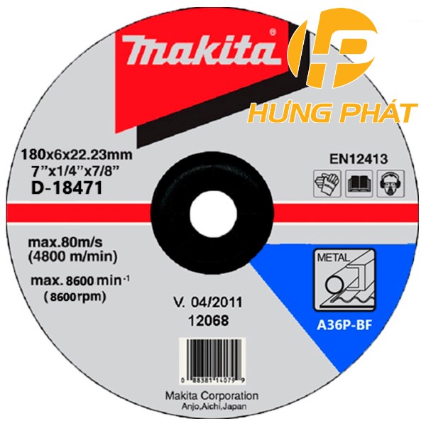 Đá mài 180mm Makita D-18471 (180mmx6mmx22.2mmm)