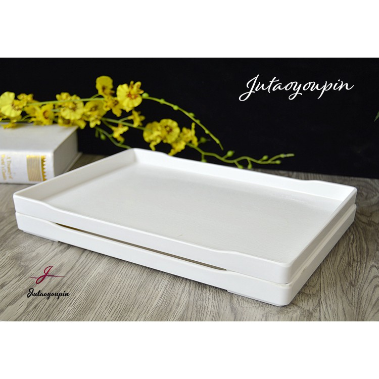 Khay Nhựa Melamine Giả Gỗ Hình Chữ Nhật Chống Trượt Tiện Dụng