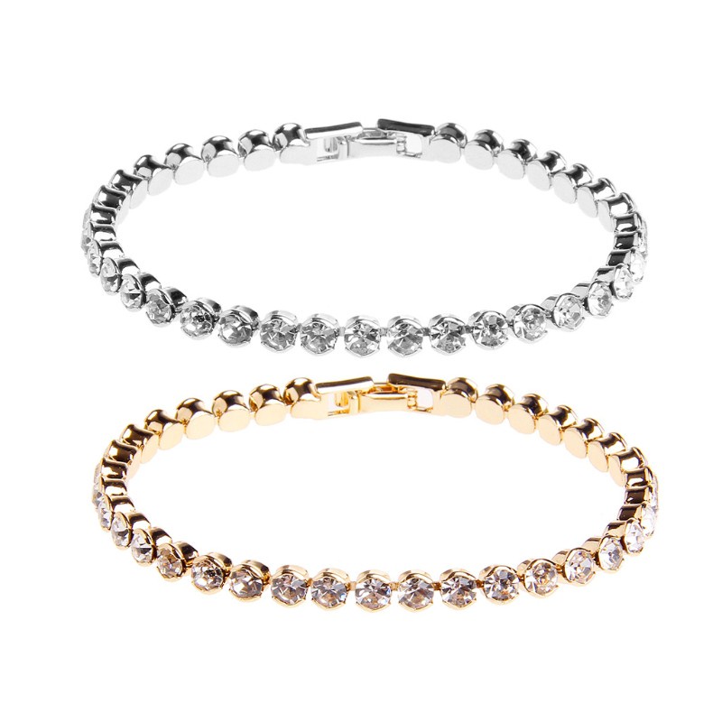 Vòng tay đính đá zircon lấp lánh thời trang tùy chọn màu sắc dành cho nữ