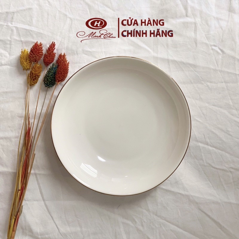 Đĩa sâu lòng viền vàng Kiểu dáng Hàn Quốc - Thương hiệu Minh Châu - Vỡ 1 đổi 1