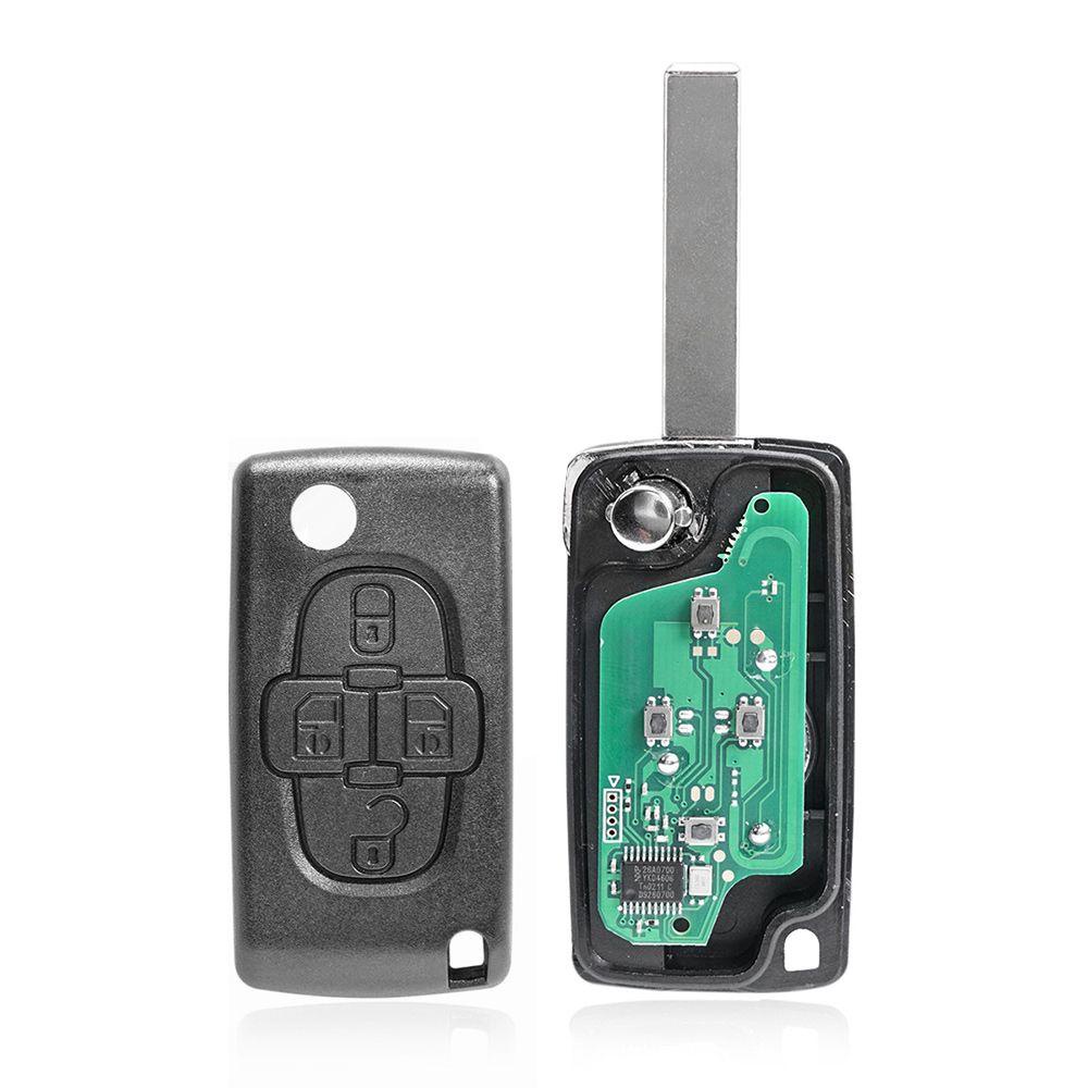 Chìa Khóa Điều Khiển Từ Xa 4 Nút 433MHz Bền Bỉ Chuyên Dụng Cho Peugeot