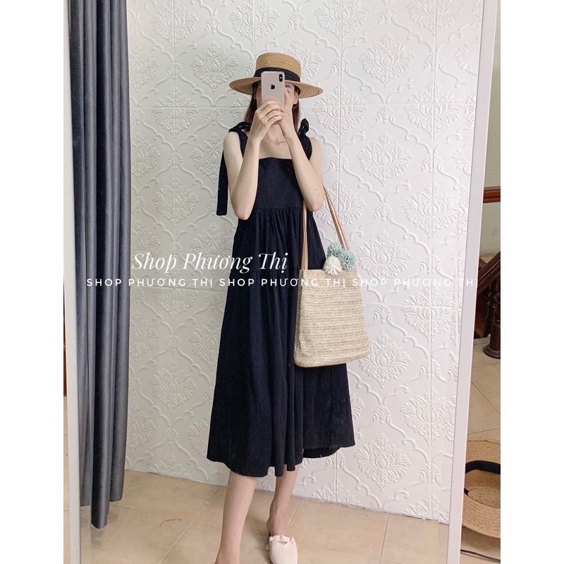 Đầm - Váy Hai Dây Babydoll Thô Thắt Nơ Ulzzang 4 Màu 1605