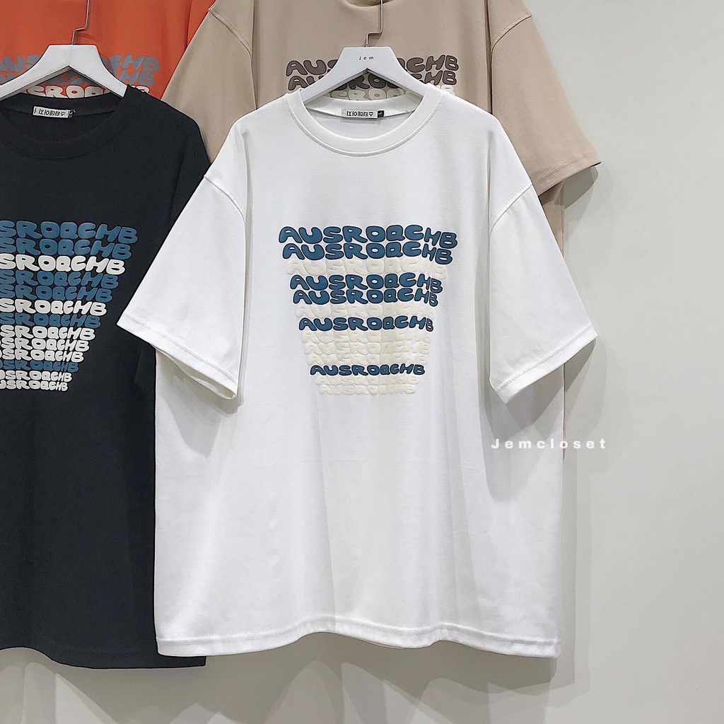 Áo Thun Nữ Ngắn Tay Cổ Tròn Áo Phông Unisex Form Rộng AUSROACHB Chất Liệu Borip Đủ 4 Màu Be Cam Đen Trắng 10101