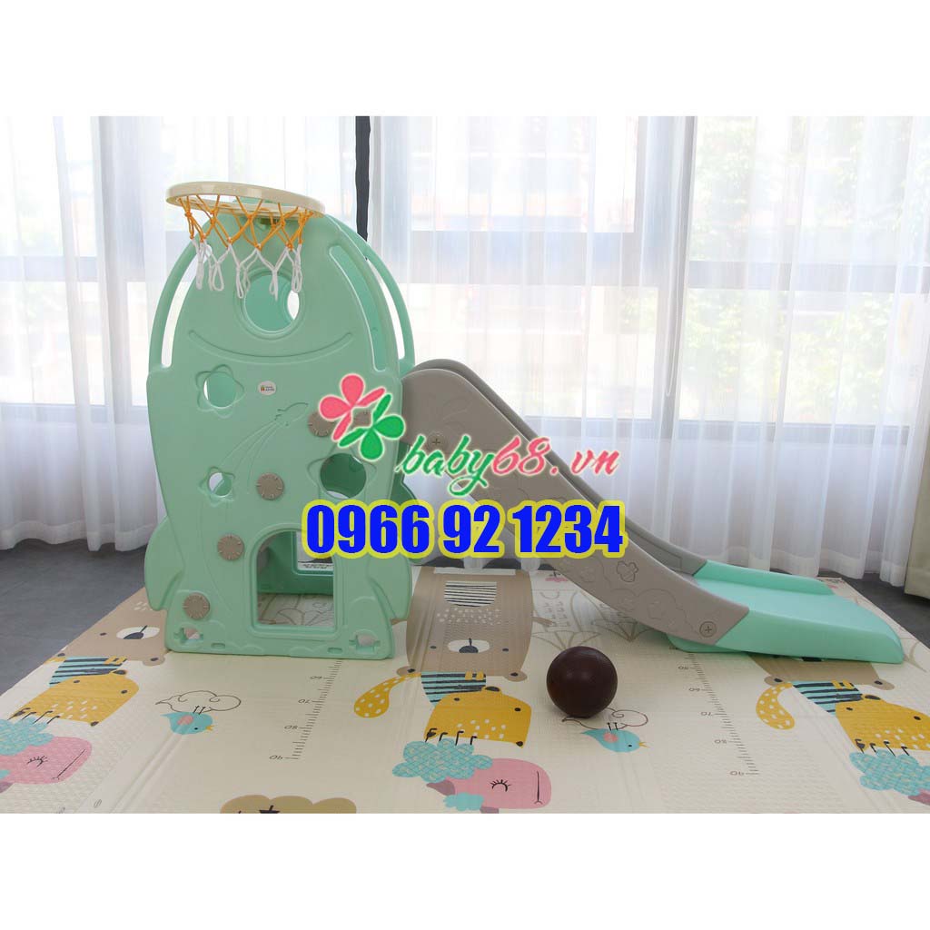 Cầu trượt kiêm bóng rổ 2 trong 1 hình tên lửa Toyhouse HJ05