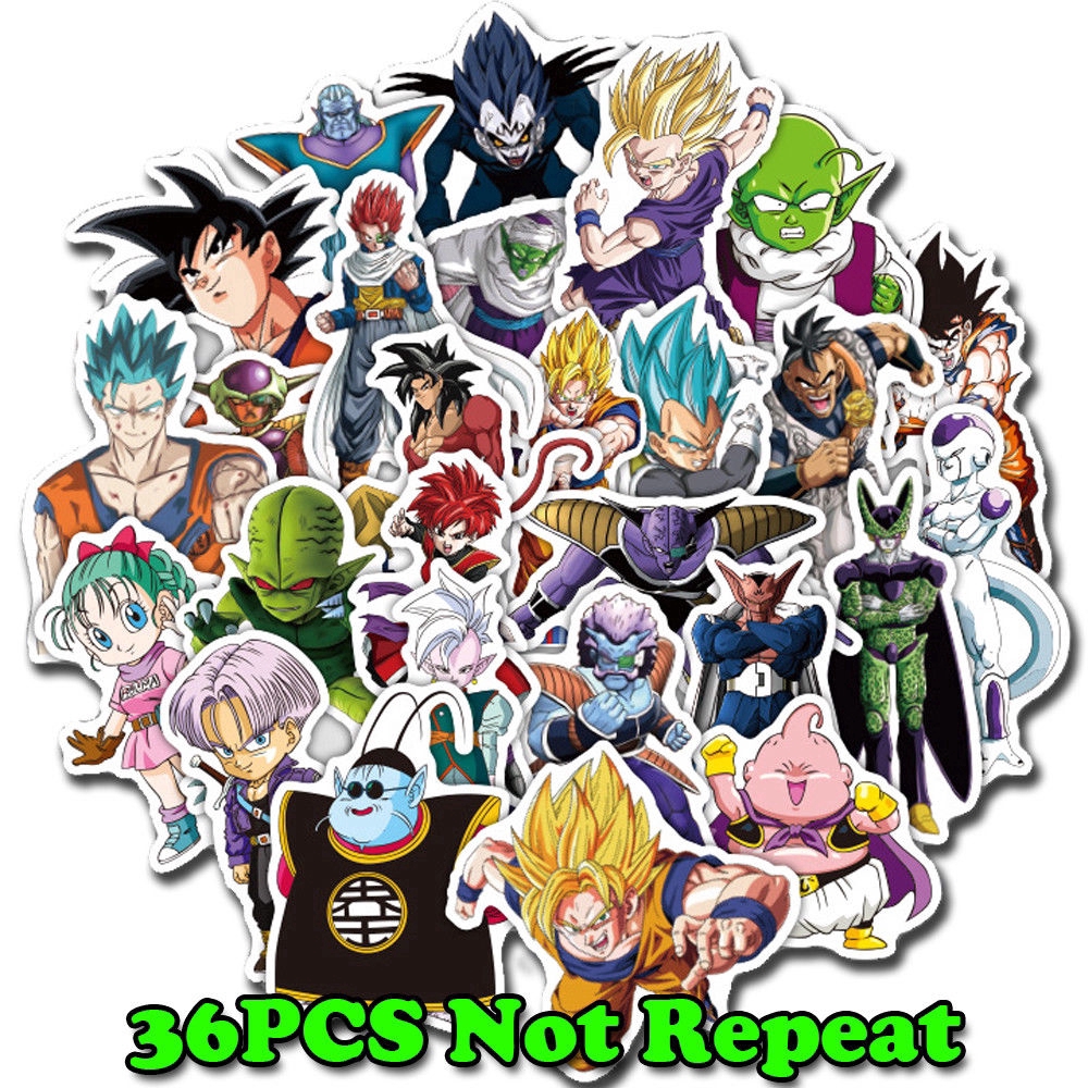 36/50 miếng sticker các nhân vật trong truyện Dragon Ball Z Super dùng dán trang trí