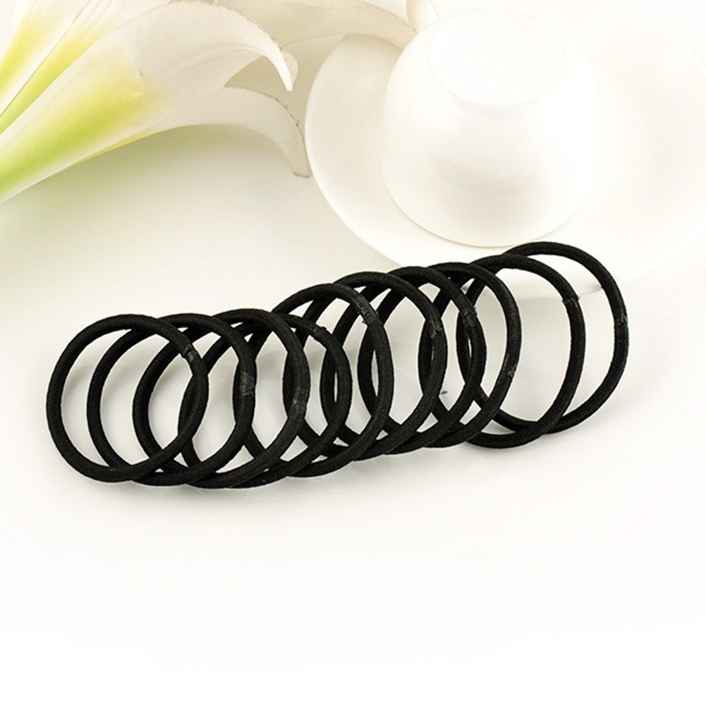 Set 100 Dây Buộc Tóc Co Giãn Màu Đen Dày Dặn Không Cần Buộc Tóc Đuôi Ngựa