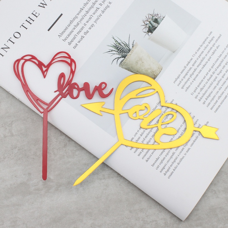 Topper Trang Trí Bánh Kem Hình Chữ &quot;Love&quot; Bằng Acrylic