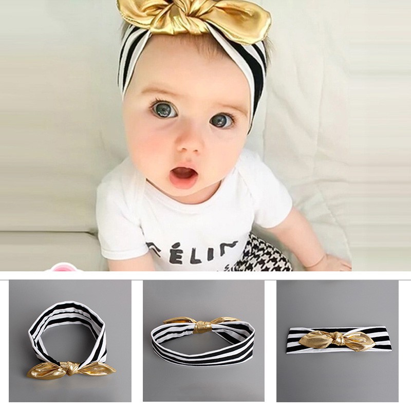 Băng Buộc Đầu Cotton , Họa Tiết Chấm Bi , Màu Vàng Cho Bé