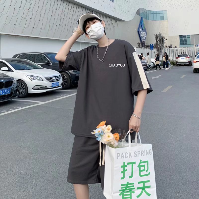 bộ thể thao nam Sọc thời trang đồ bộ thể thao nữ from rộng đồ bộ nam mùa hè phong cách Hàn Quốc bộ quần áo nam ulzzang sét bộ thể thao