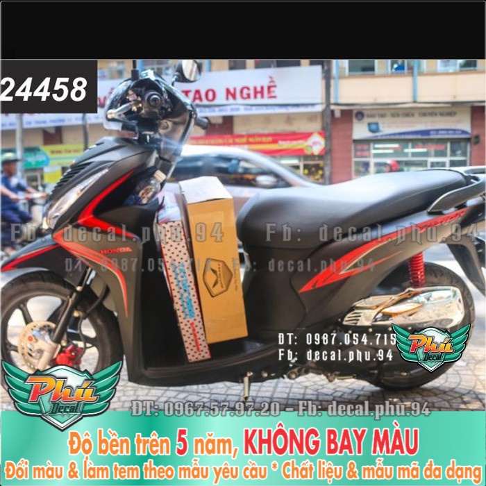 Tem rời chỉ đỏ Vision xe đen nhám 2 -1