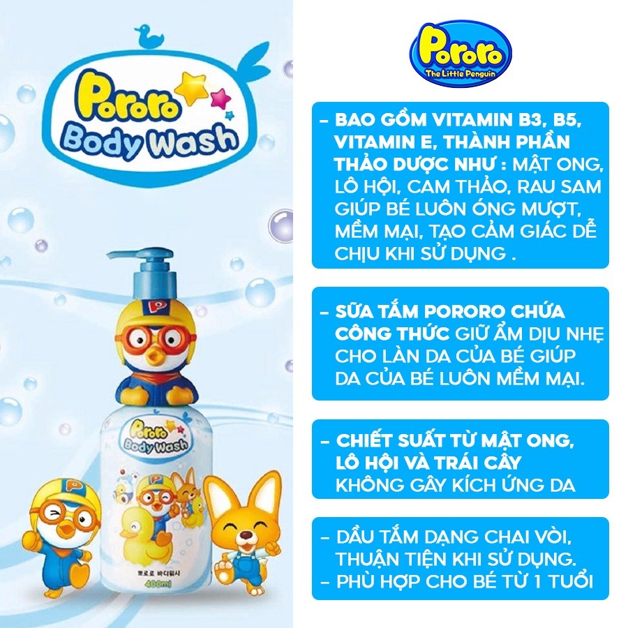 Sữa Tắm Trẻ Em Pororo Petty Body Wash Hàn Quốc 400ml