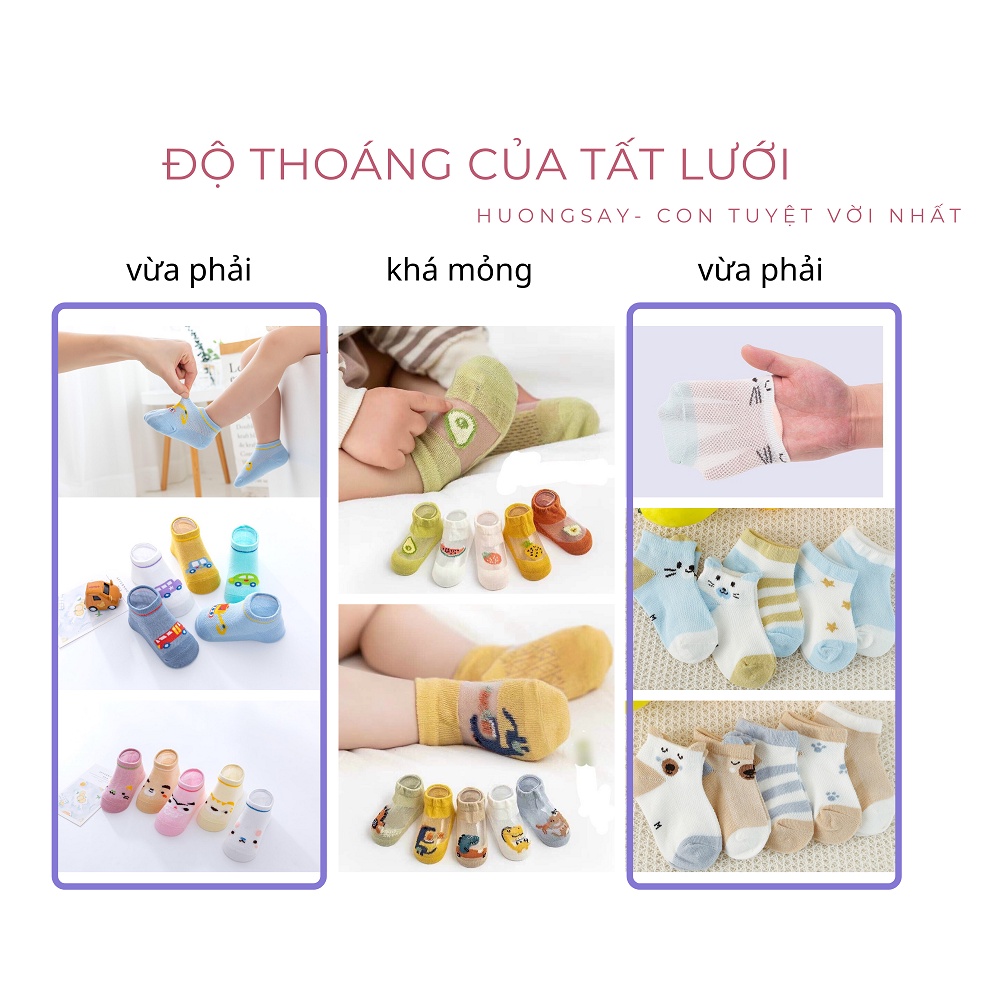 Set 5 đôi tất lưới cổ thấp Kid Sock điều hòa cho bé từ 0-3 tuổi