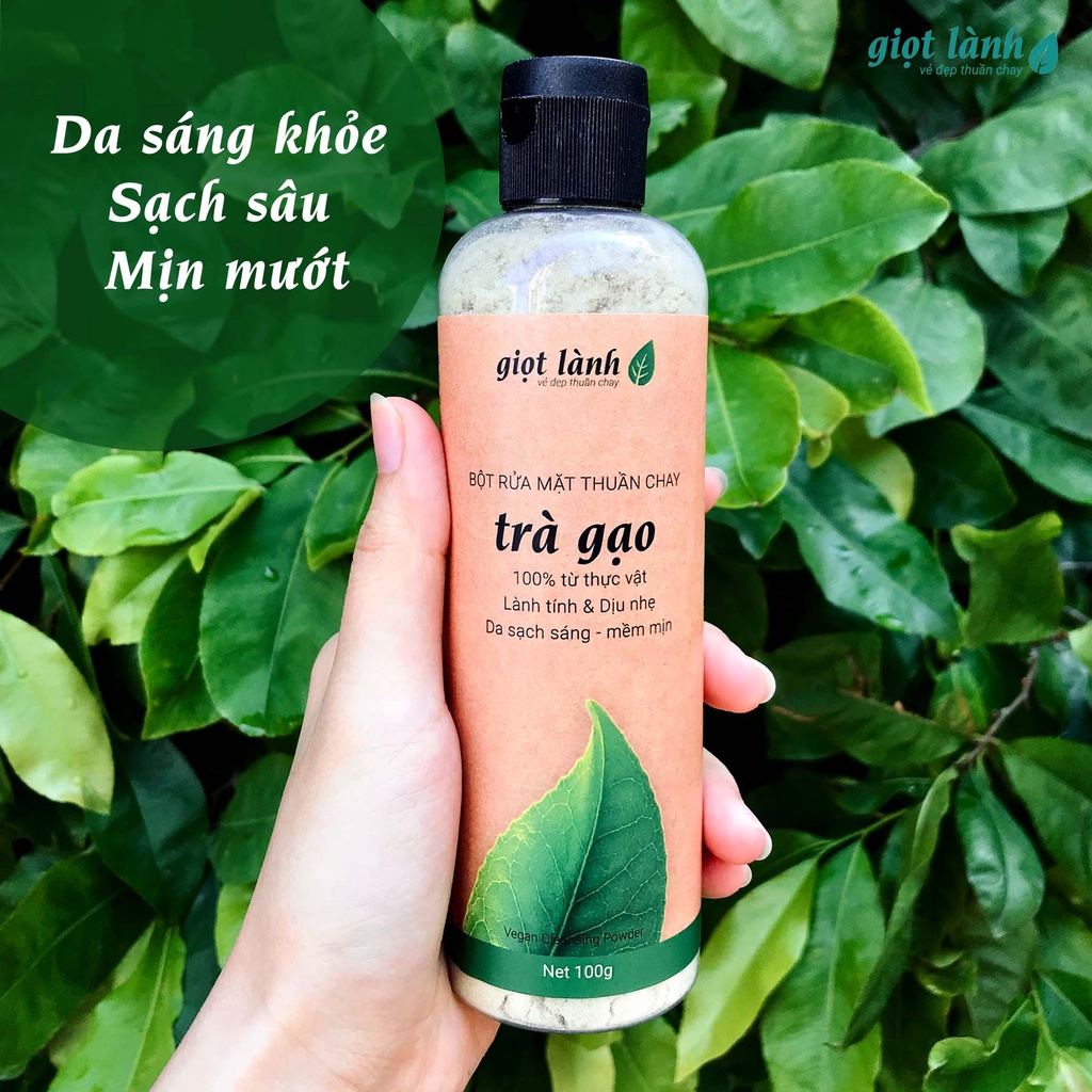 Bột rửa mặt thiên nhiên Trà Gạo - Da sạch sâu, sáng khỏe, giảm thâm sạm da Giọt Lành 100gram