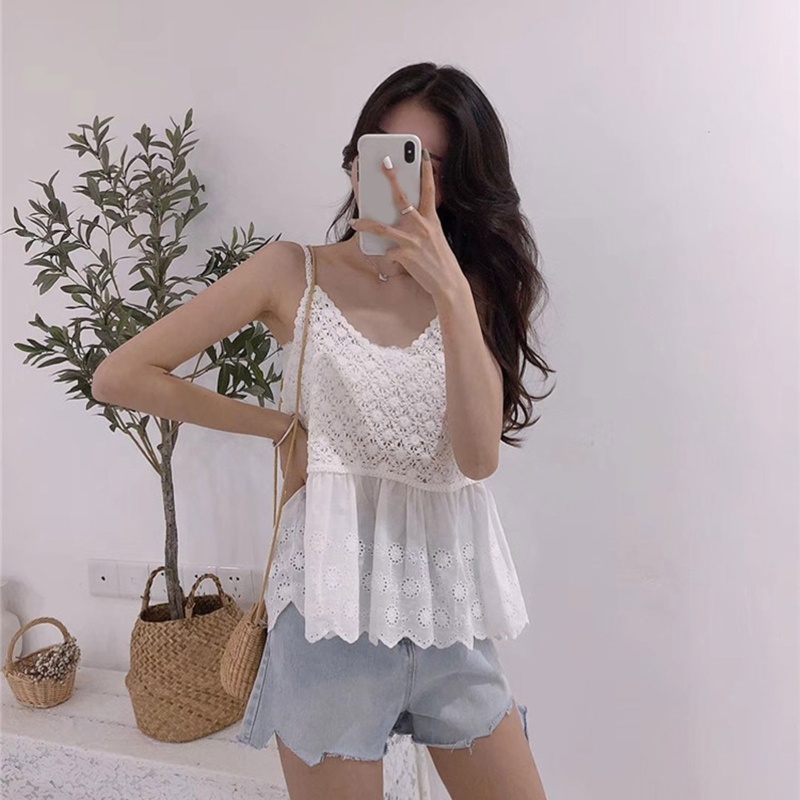 Áo Croptop Dệt Kim Hai Dây Màu Sắc Trơn Phong Cách Boho Gợi Cảm Cho Nữ Y2K
