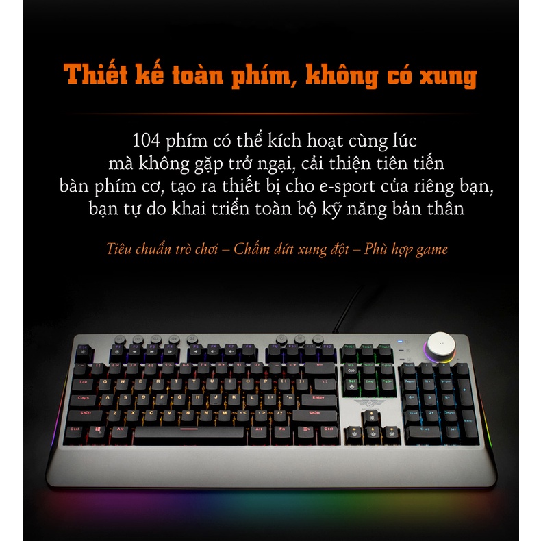 Bàn phím cơ có dây Newmen GM700 Chính Hãng - Chống bụi chống nước, 6 nút lập trình,nút điều khiển âm thanh và ánh sáng