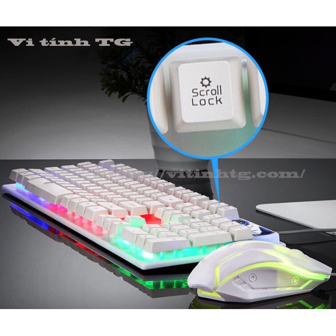 Bộ bàn phím và chuột giả cơ Bosston 8310 Đèn LED màu trắng giá rẻ tặng kèm lót gaming - Vi tính TG CB8310