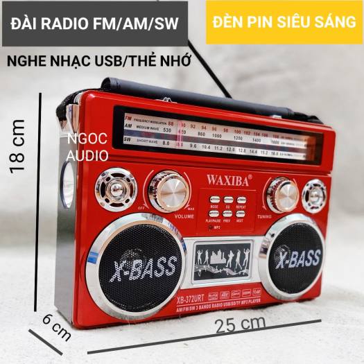 ĐÀI RADIO WAXIBA 372URT BẮT SÓNG FM/AM/SW KHỎE – NGHE NHẠC TỪ USB THẺ NHỚ – LOA EXTRA BASS STEREO
