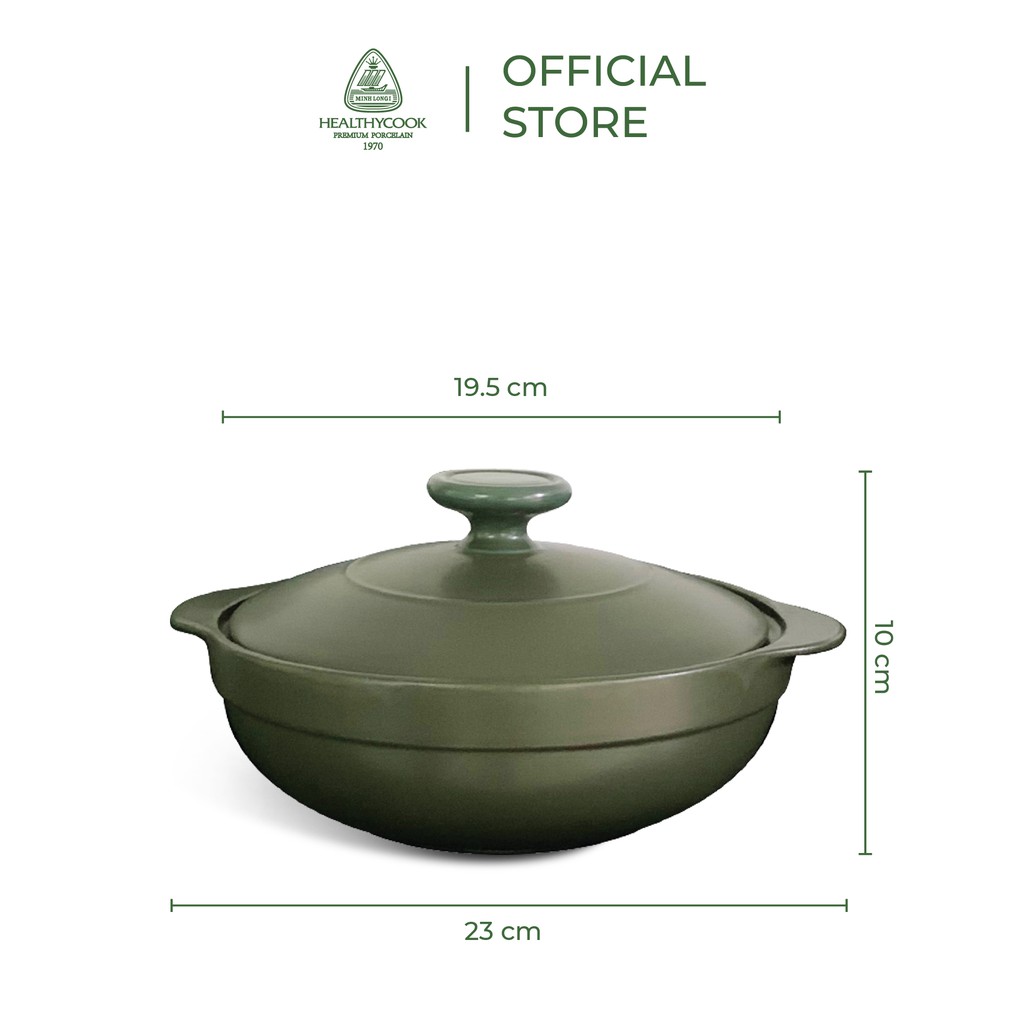 [Mã LIFEMALL25015 giảm 80K đơn 250K] Nồi dưỡng sinh Luna 1.0 L Minh Long + nắp (CK) (bếp từ) - Healthy Cook- Xanh Rêu