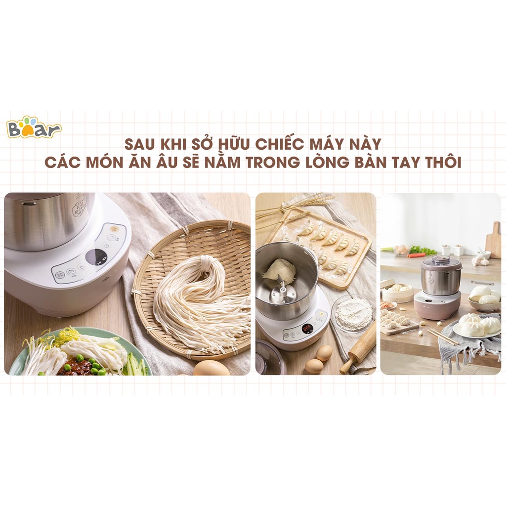 Máy Nhồi, Nhào Bột Tự Động Ủ Bột Đa Năng Bear_BẢN QUỐC TẾ_Dung tích 3.5L, 5L, 7L.,Trộn Bột, Đánh Chả Quết_BH 18Tháng