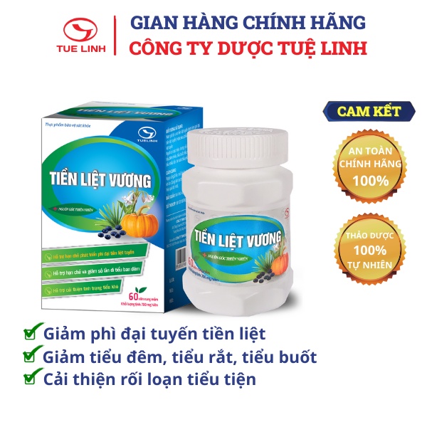 ✅Tiền liệt vương Tuệ Linh [Chính hãng] - Giảm tiểu đêm, hỗ trợ giảm phì đại tuyến tiền liệt - Hộp 60 viên