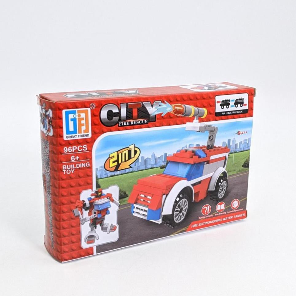 [Khai trương giảm giá] Đồ Chơi LEGO Xe Cứu Hoả Biến Hình CITY FIRE RESCUE 96PCS 2in1 123-79