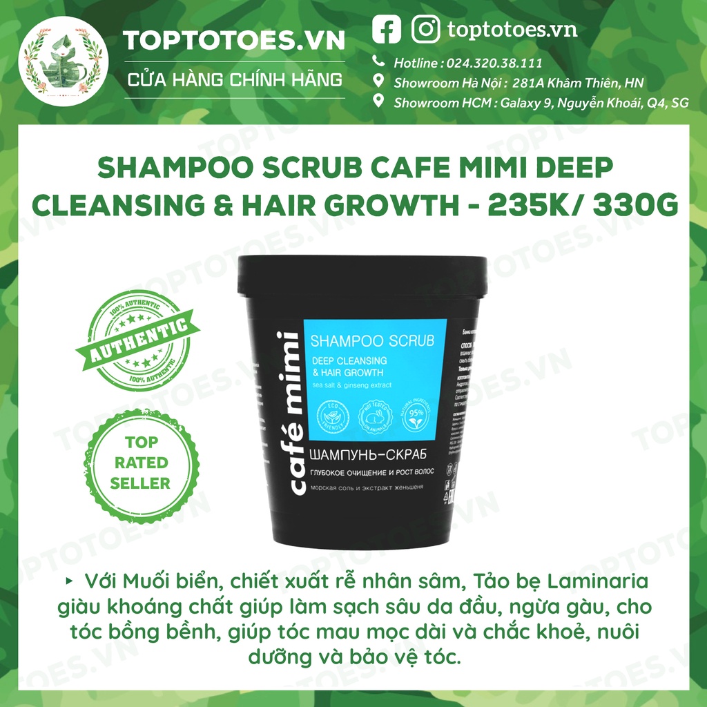 Dầu gội - Tẩy da chết da đầu Cafe Mimi Shampoo Scrub làm sạch sâu cho tóc tơi & bồng bềnh, giảm gàu ngứa, kiềm dầu