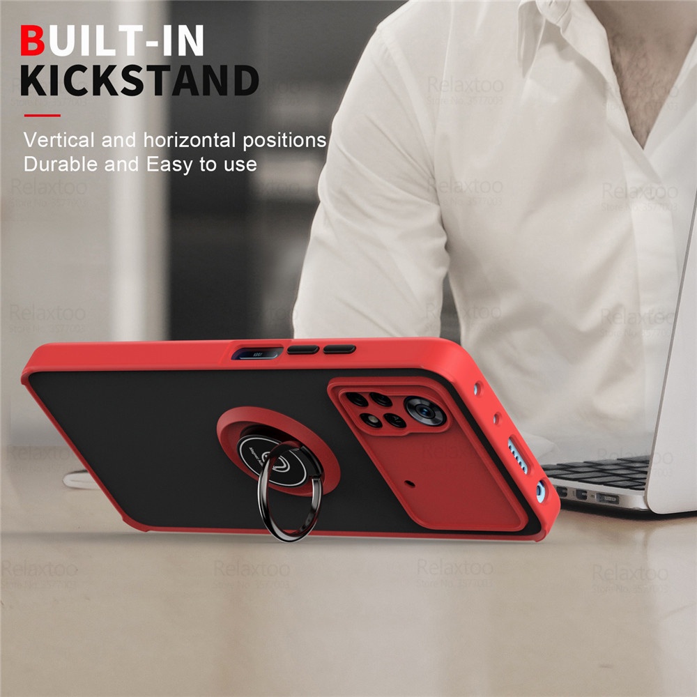 For Xiaomi Poco X4 Pro 5G Case Car Magnetic Holder Matte Armor Phone Cover Pocco X 4 Pocox4 x4Pro NFC Camera Protect Stand Coque