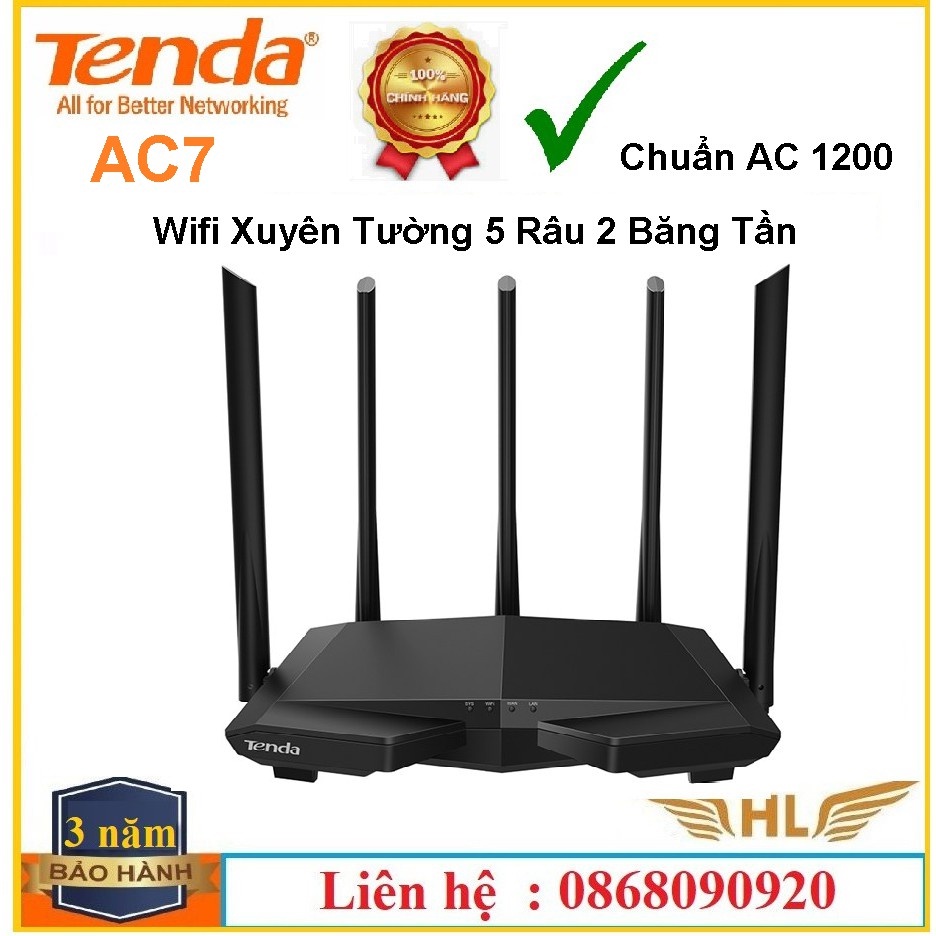 Bộ Phát Wifi Xuyên Tường Tenda AC5 V3 4 Râu  Màu Trắng ,Tenda AC7 5 Râu Chuẩn AC1200Mbps, Tenda N301 - Hàng Chính Hãng